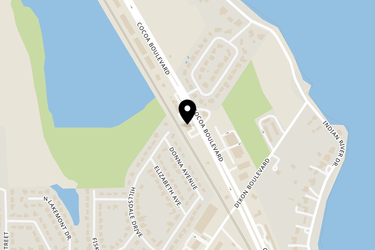 Map showing the location of Chaparral Mexican and Cuban Restaurant on 1341 N Cocoa Blvd in Cocoa